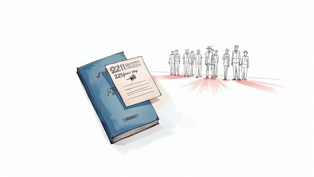 A person looking at a document with a concerned expression, representing a visa applicant reviewing a 221g notice.