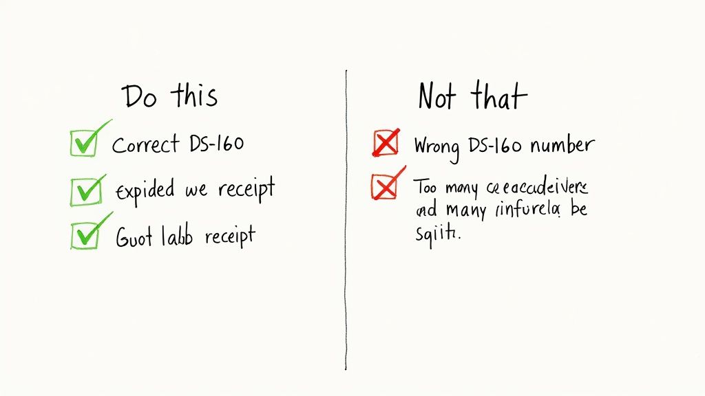 A person reviewing documents with a red 'X' mark, highlighting a mistake.