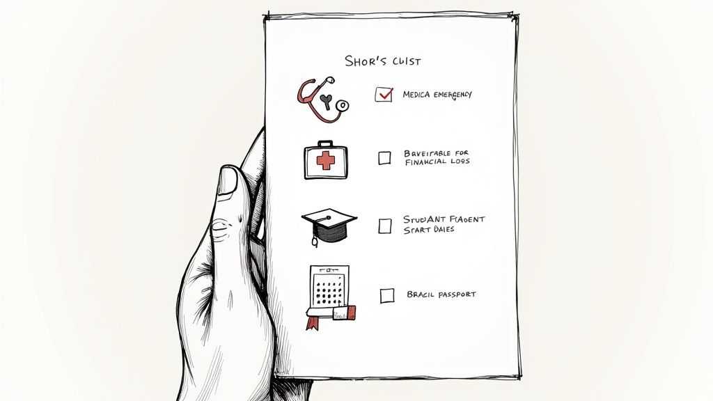 A person sitting at a desk and reviewing documents for their US visa application.