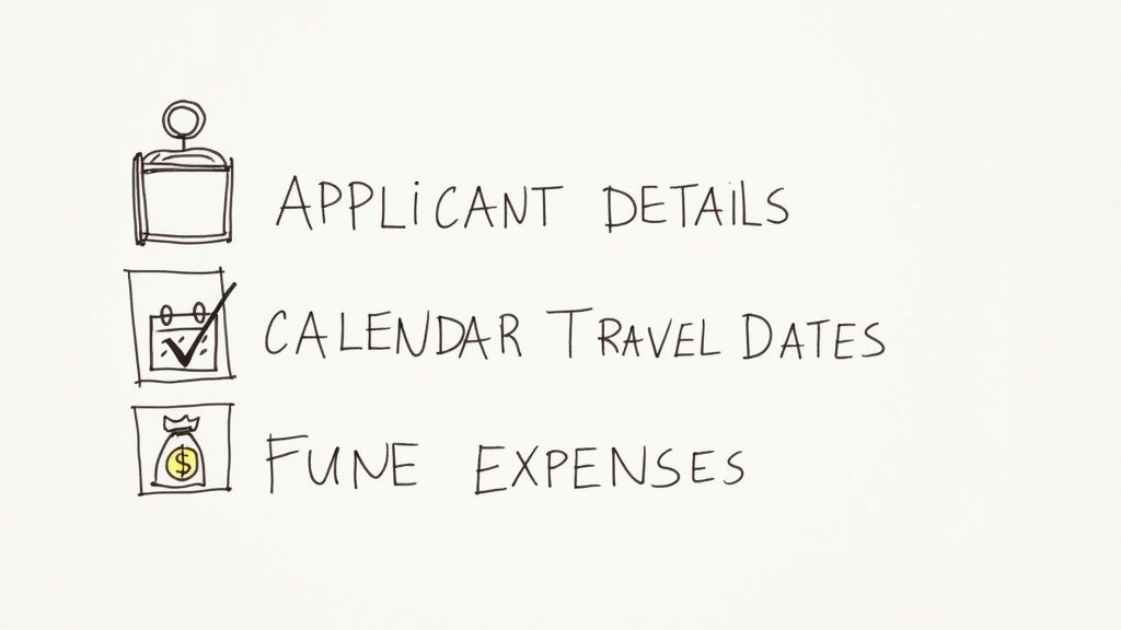 A person using a checklist to organize documents, symbolizing the essential information for a visa invitation letter.