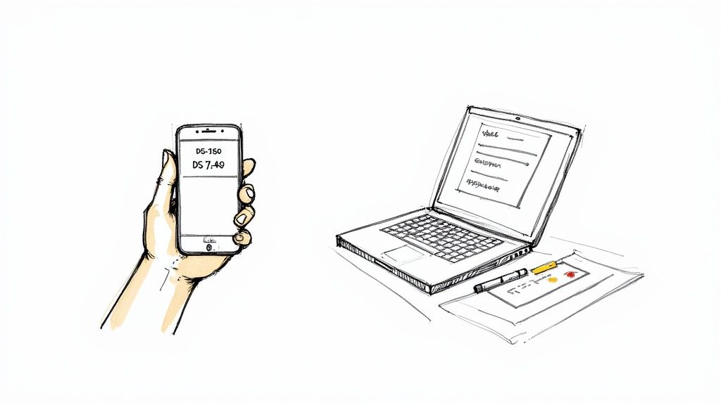 A screenshot of the CEAC portal's visa status check page, showing input fields for the confirmation number and location.