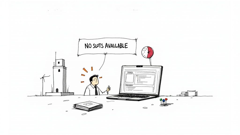 A person looking thoughtfully at a world map, representing the global challenge of finding a US visa appointment.