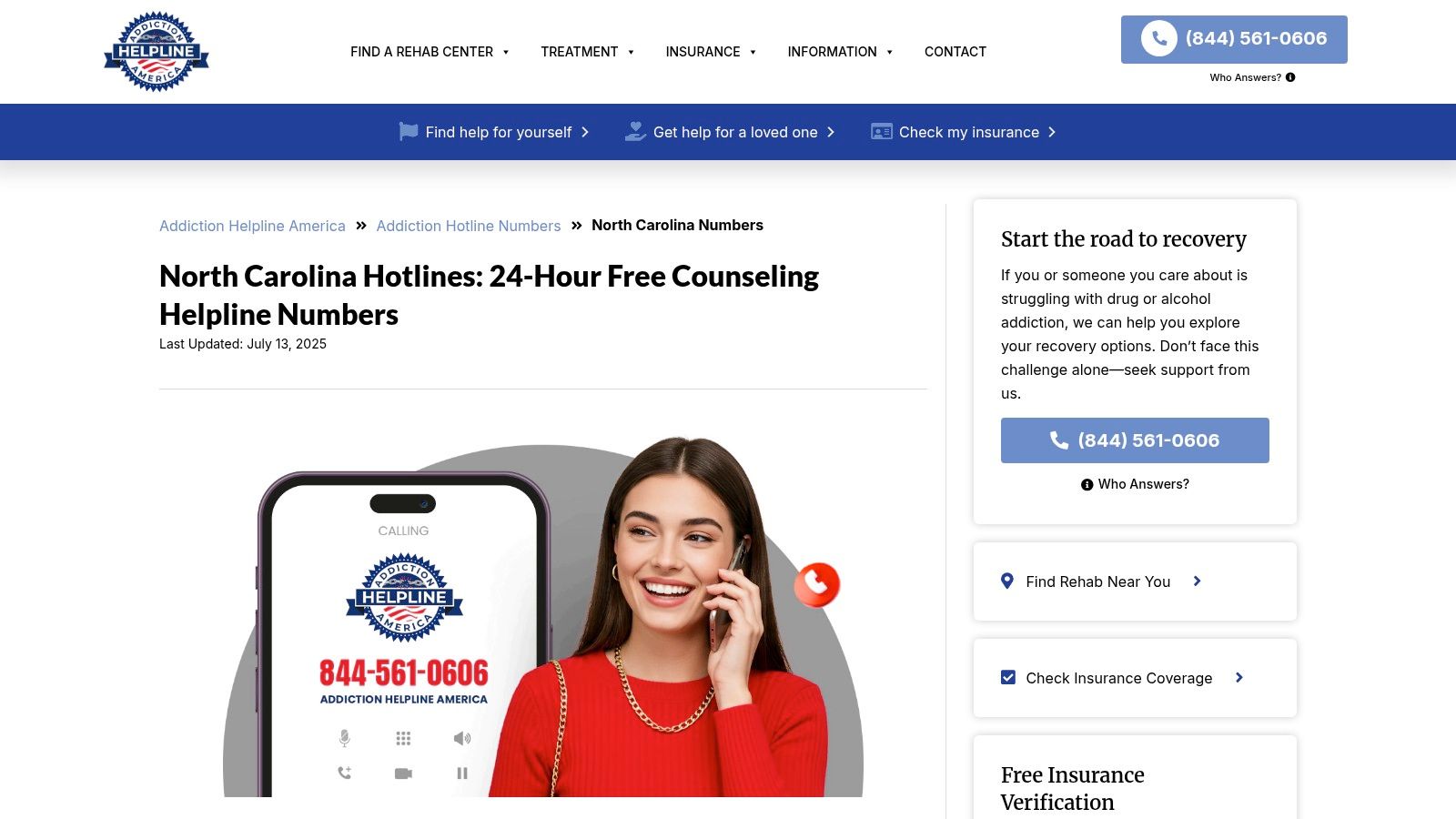 Addiction And Rehab Hotlines - North Carolina Numbers