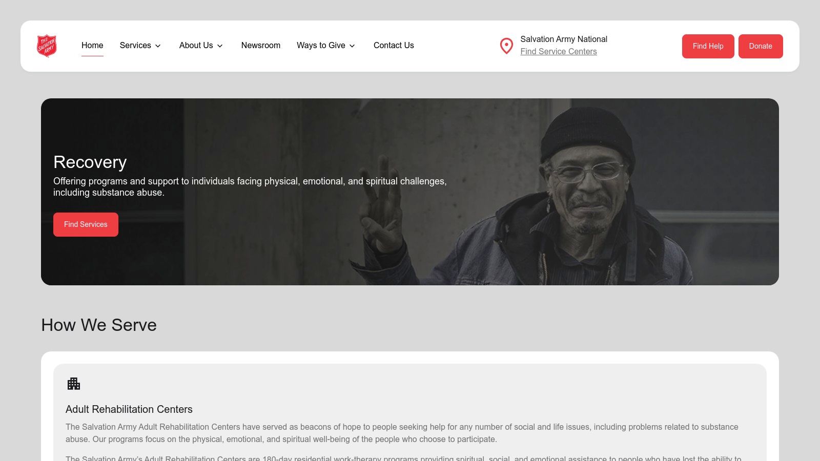 The Salvation Army – Adult Rehabilitation Centers (ARCs)