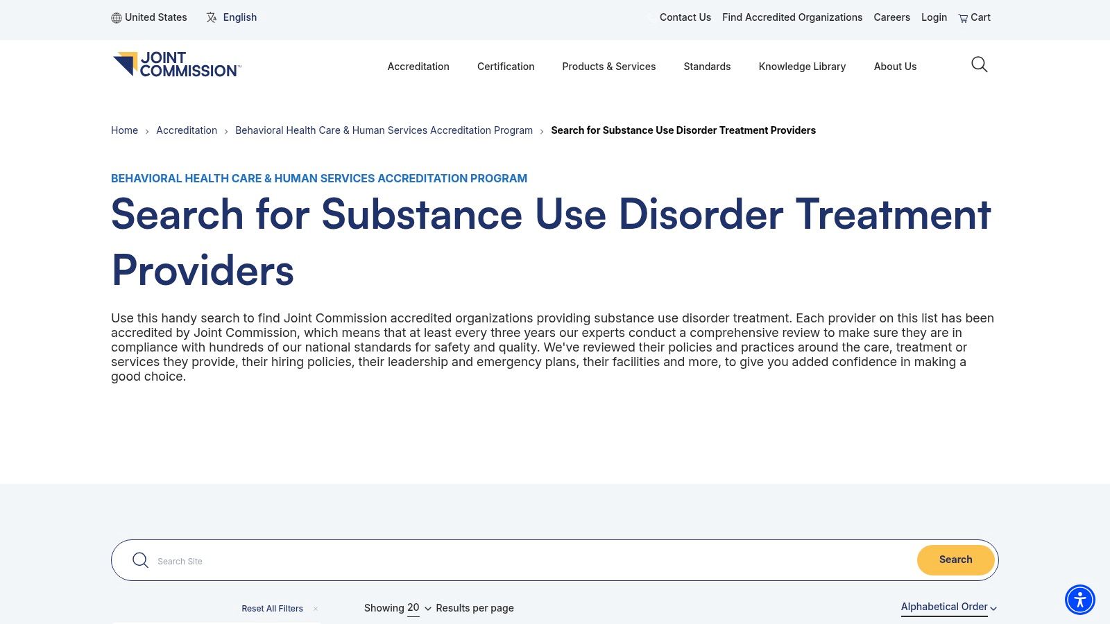 The Joint Commission – Accredited Substance Use Disorder Provider Locator