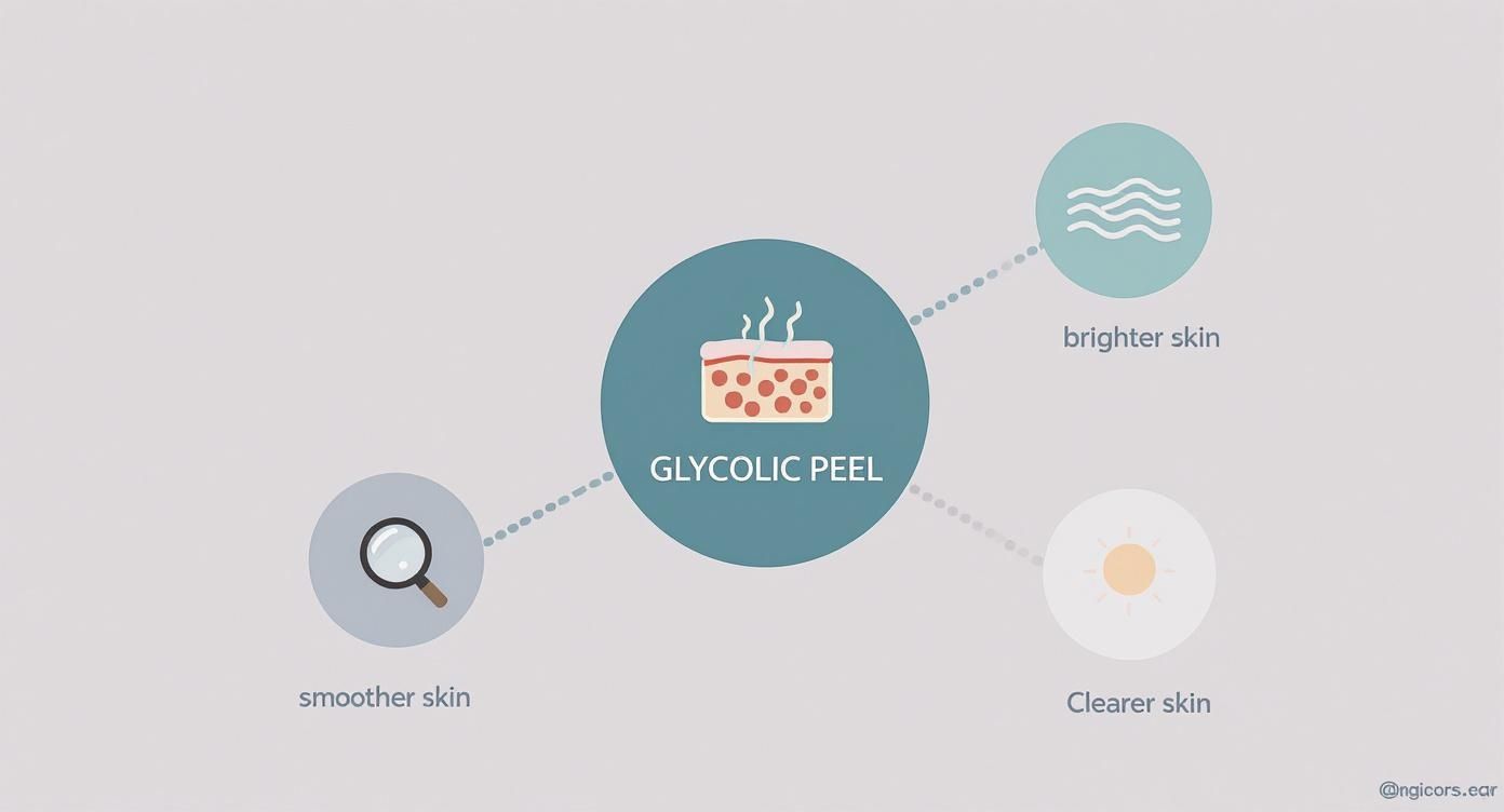 Infographic about glycolic acid peel benefits