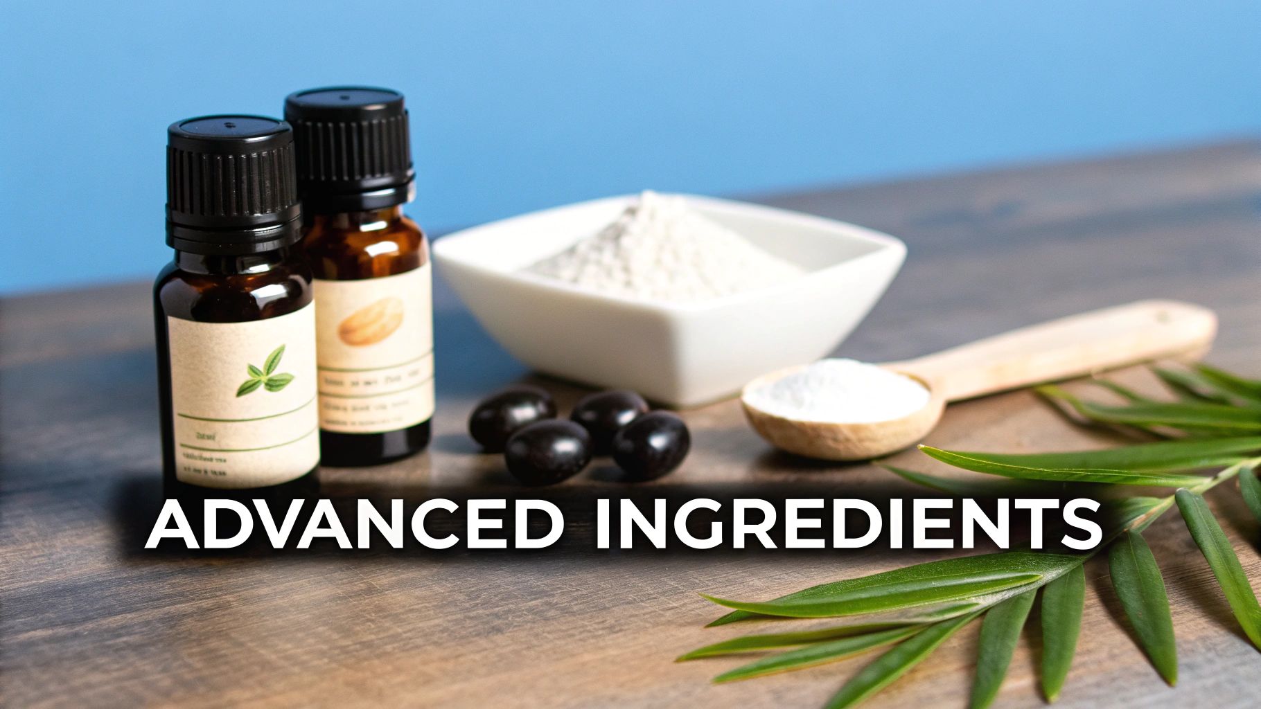 A collection of botanical ingredients and supplement capsules for hair growth