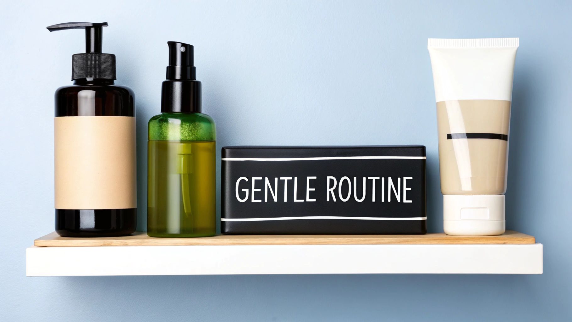 A person applying a gentle moisturiser to their face, symbolising a simple skincare routine.