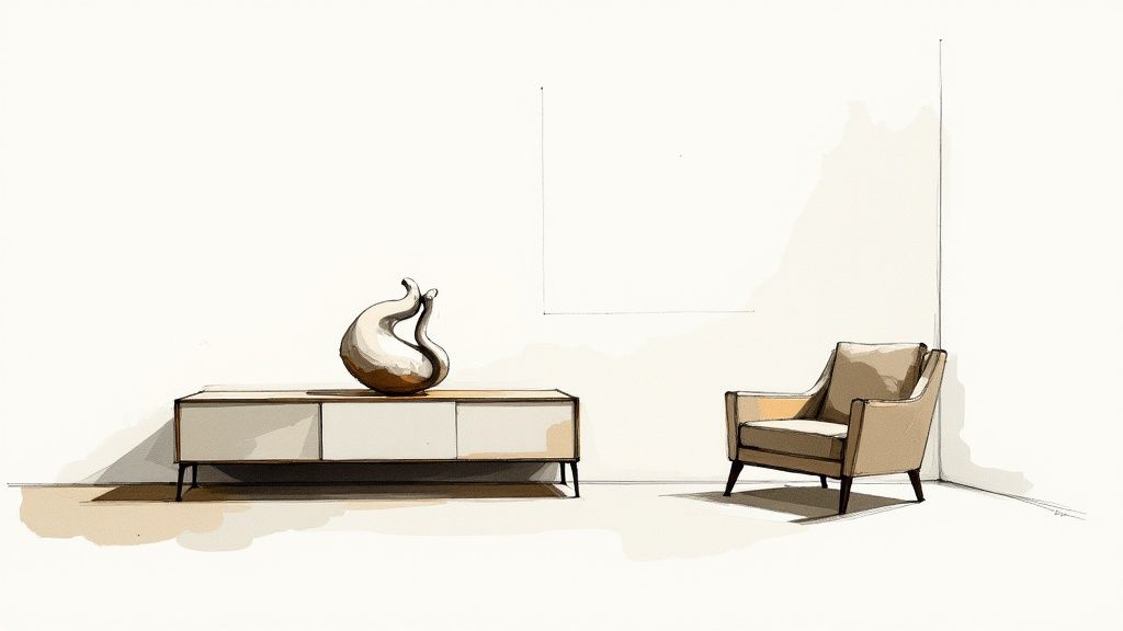 A collection of minimalist and elegant ceramic abstract sculptures on a neutral background.