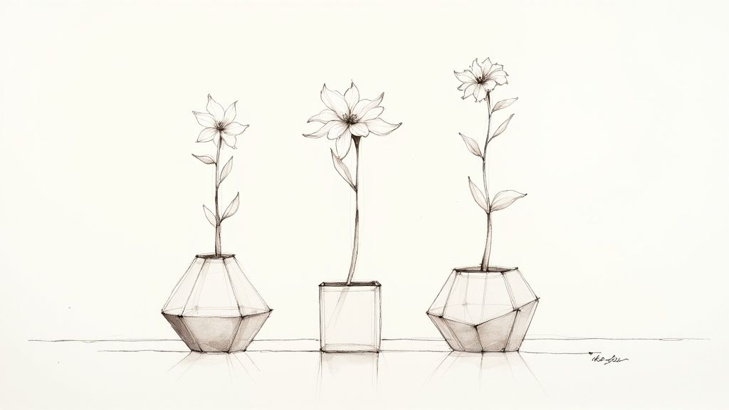 Minimalist Geometric Vessels with Single Stems