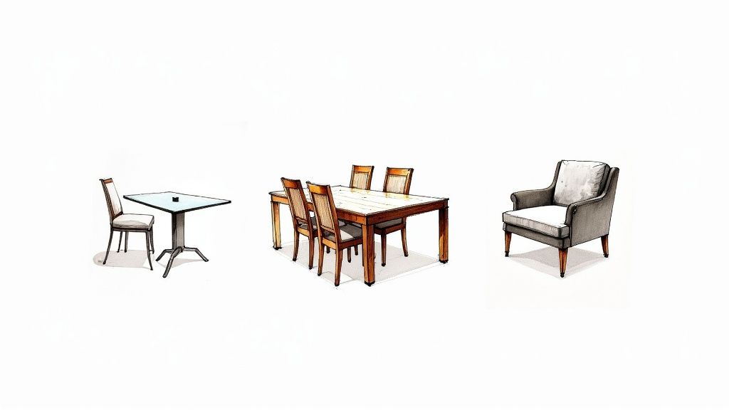 A stylish dining room featuring Italian chairs perfectly matched with a modern table and decor.