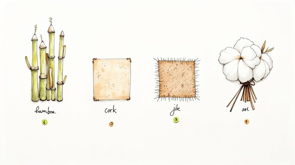 Minimalist vases and decorative objects made from sustainable materials.