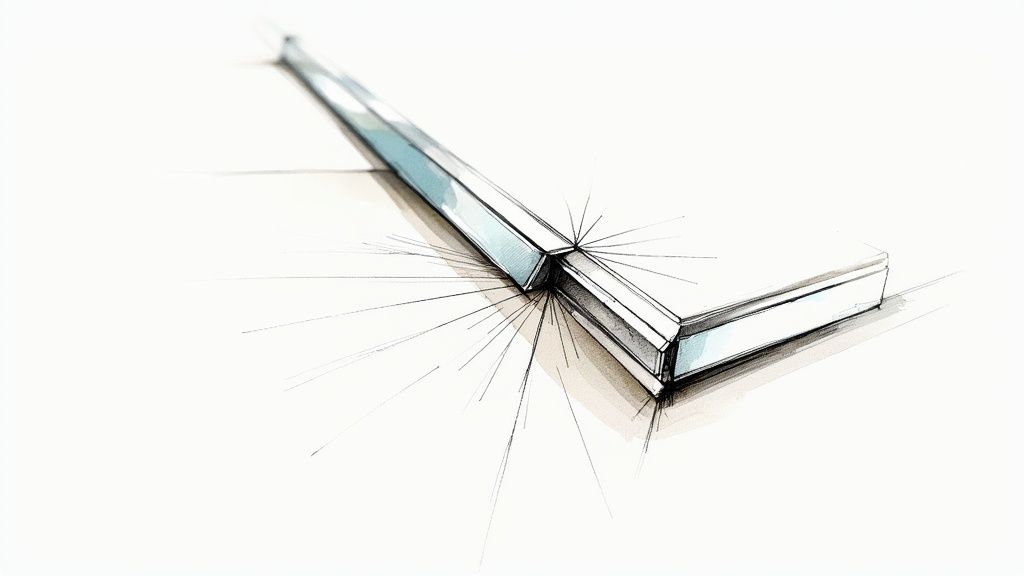 A dramatic, wide bevelled edge on a large mirror, catching the light like a jewel.