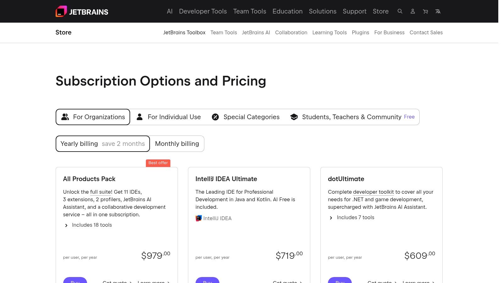JetBrains Store (IDEs and Tools)