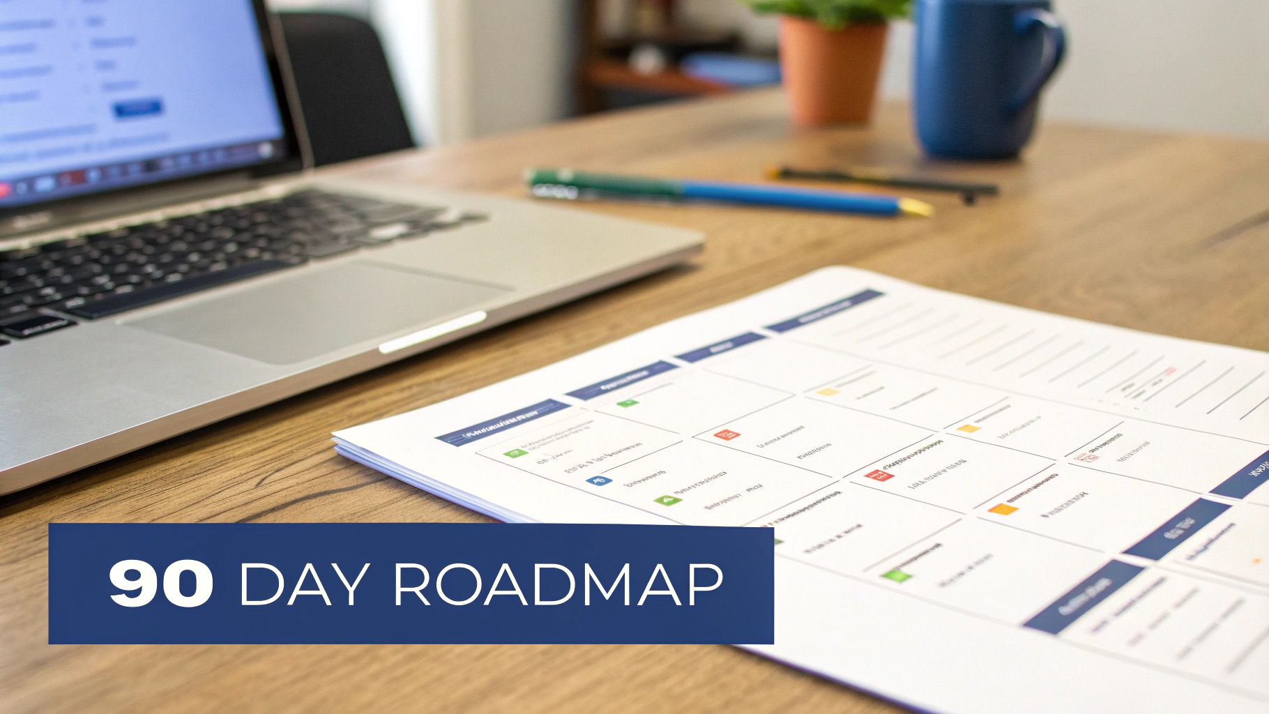 Roadmap showing a path with key milestones.