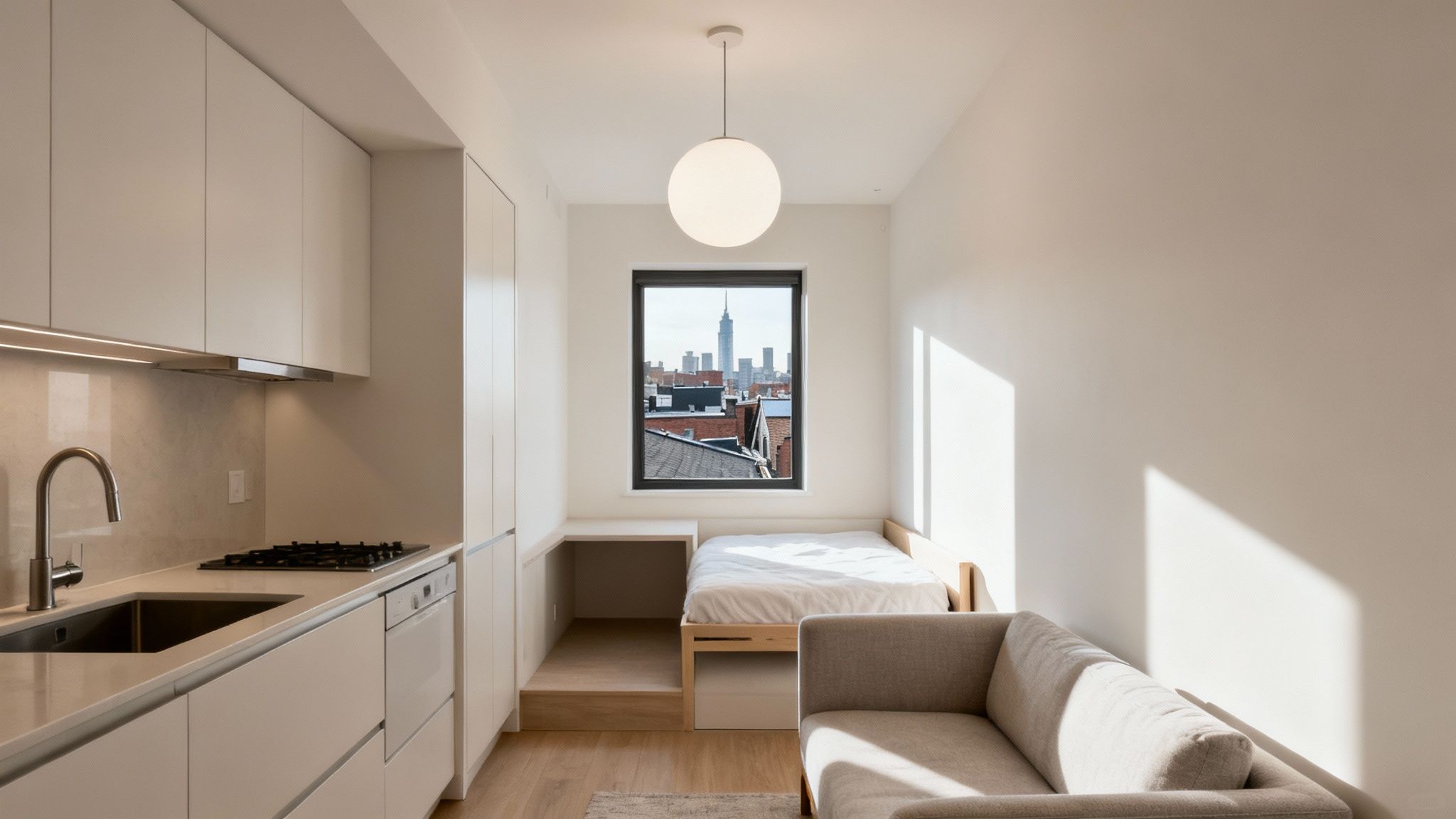 A bright, modern renovated basement with a living area, demonstrating the potential value of underpinning.