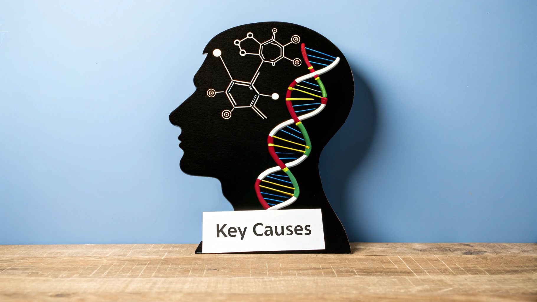 A diagram showing the chemical structure of DHT and its effect on hair follicles