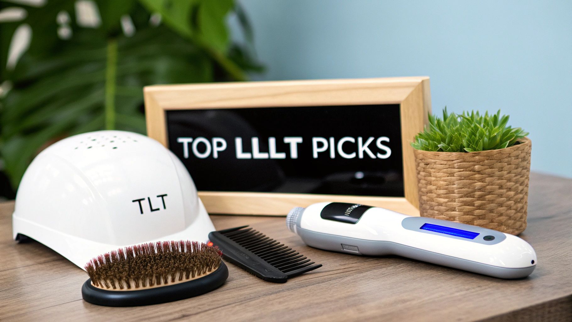 A diagram showing the process of low-level laser therapy for hair restoration