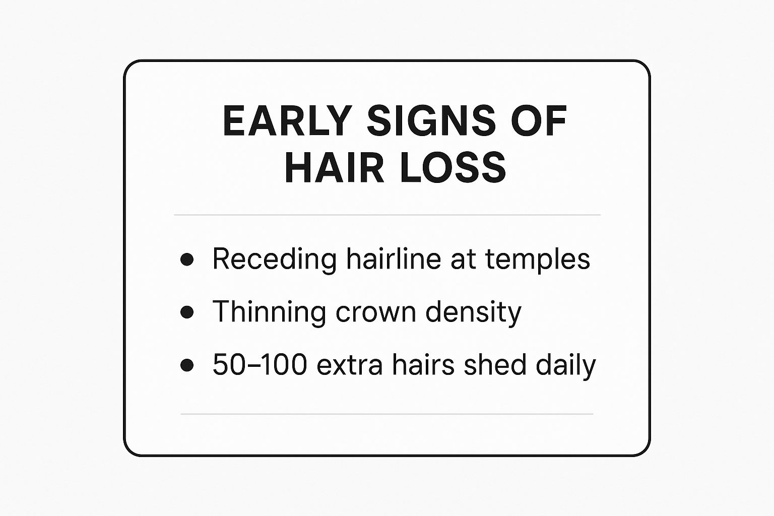 Infographic about first signs of baldness hair loss