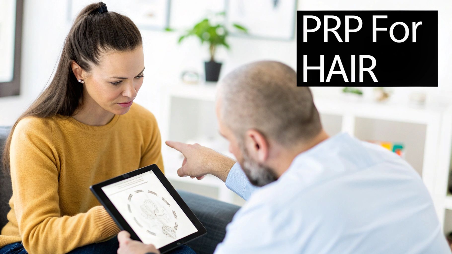 Person receiving a PRP procedure for hair on their scalp