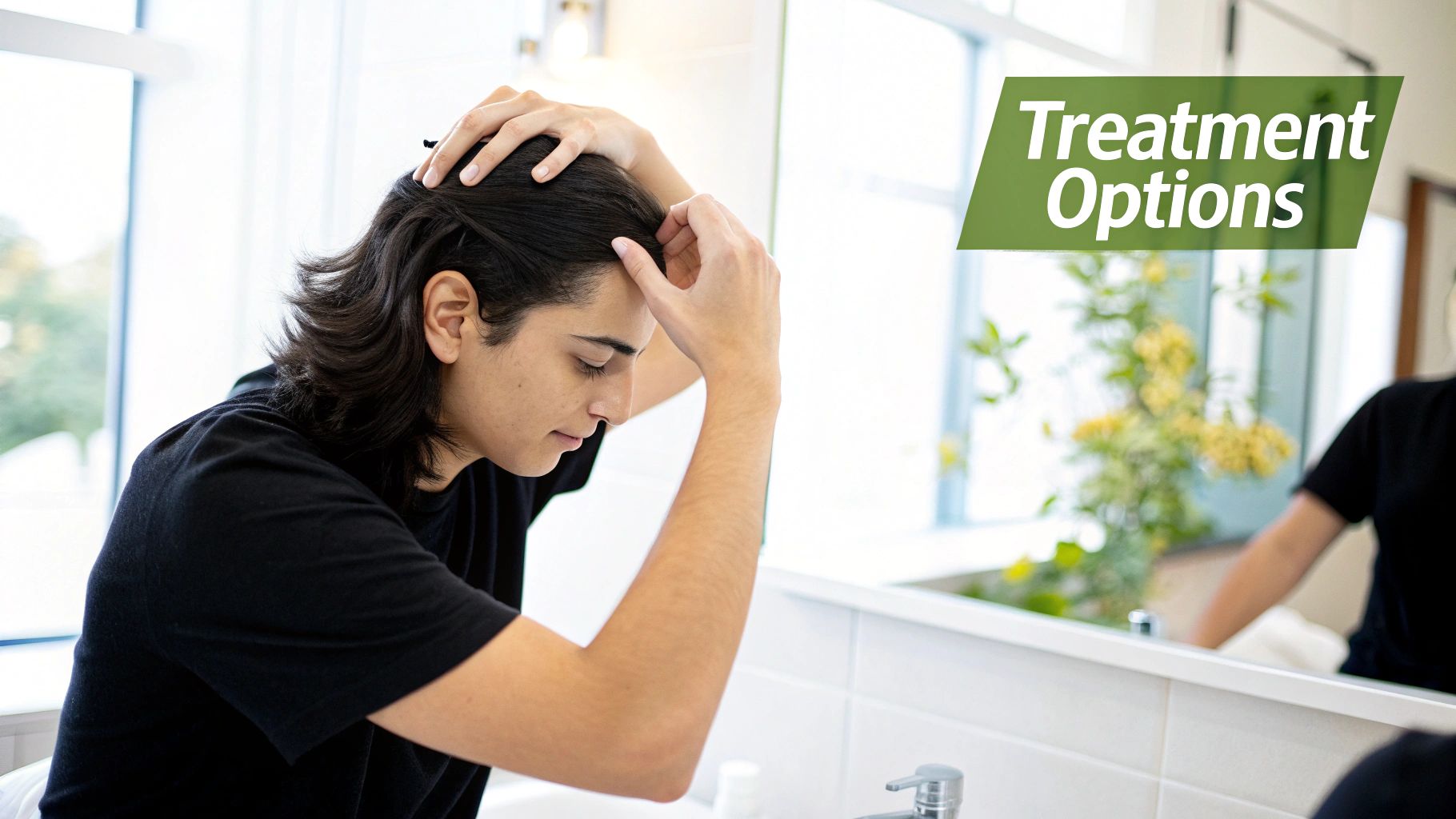A doctor examining a patient's scalp