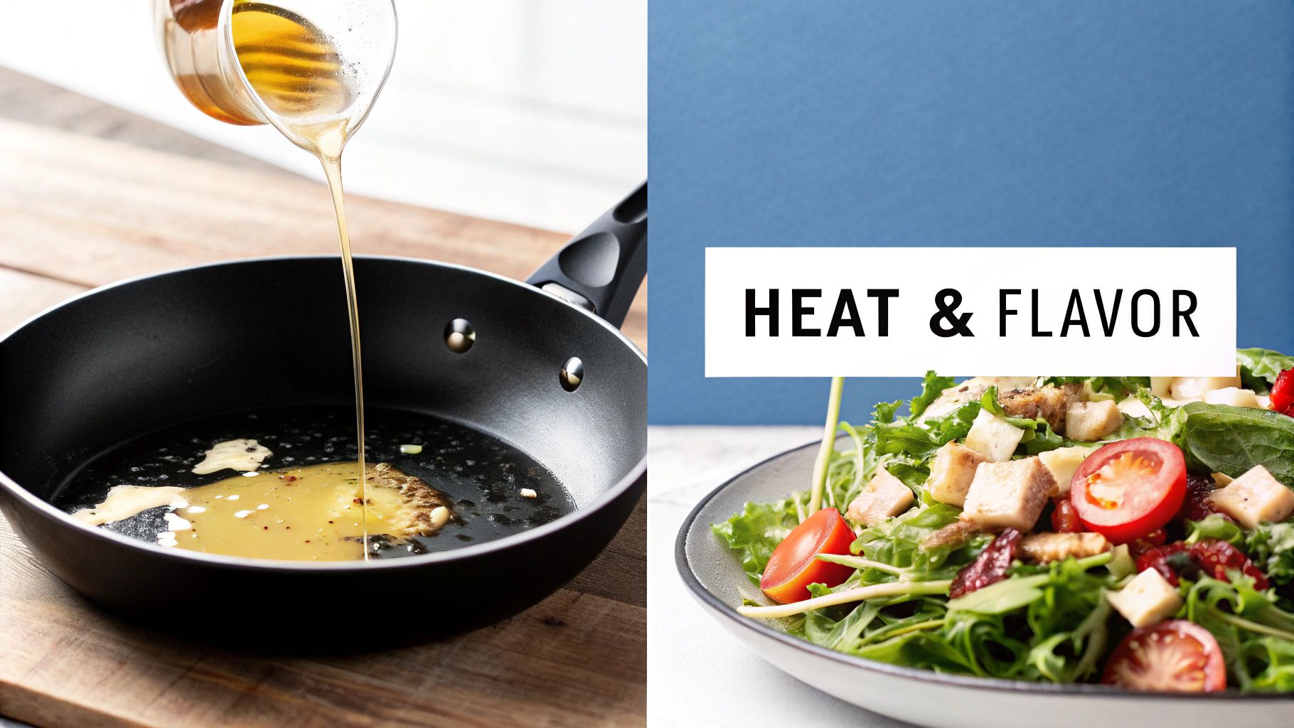 A pan sizzling on a hot stovetop.