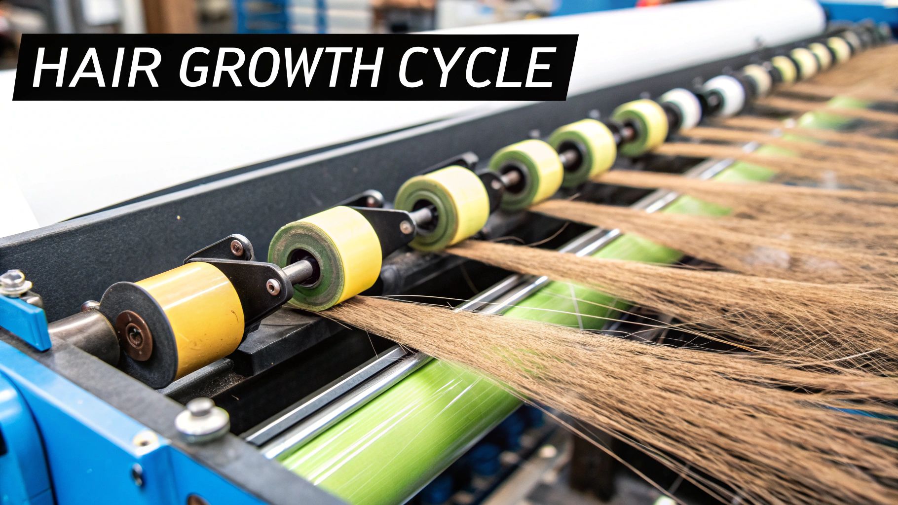 An illustration showing the different phases of the hair growth cycle.