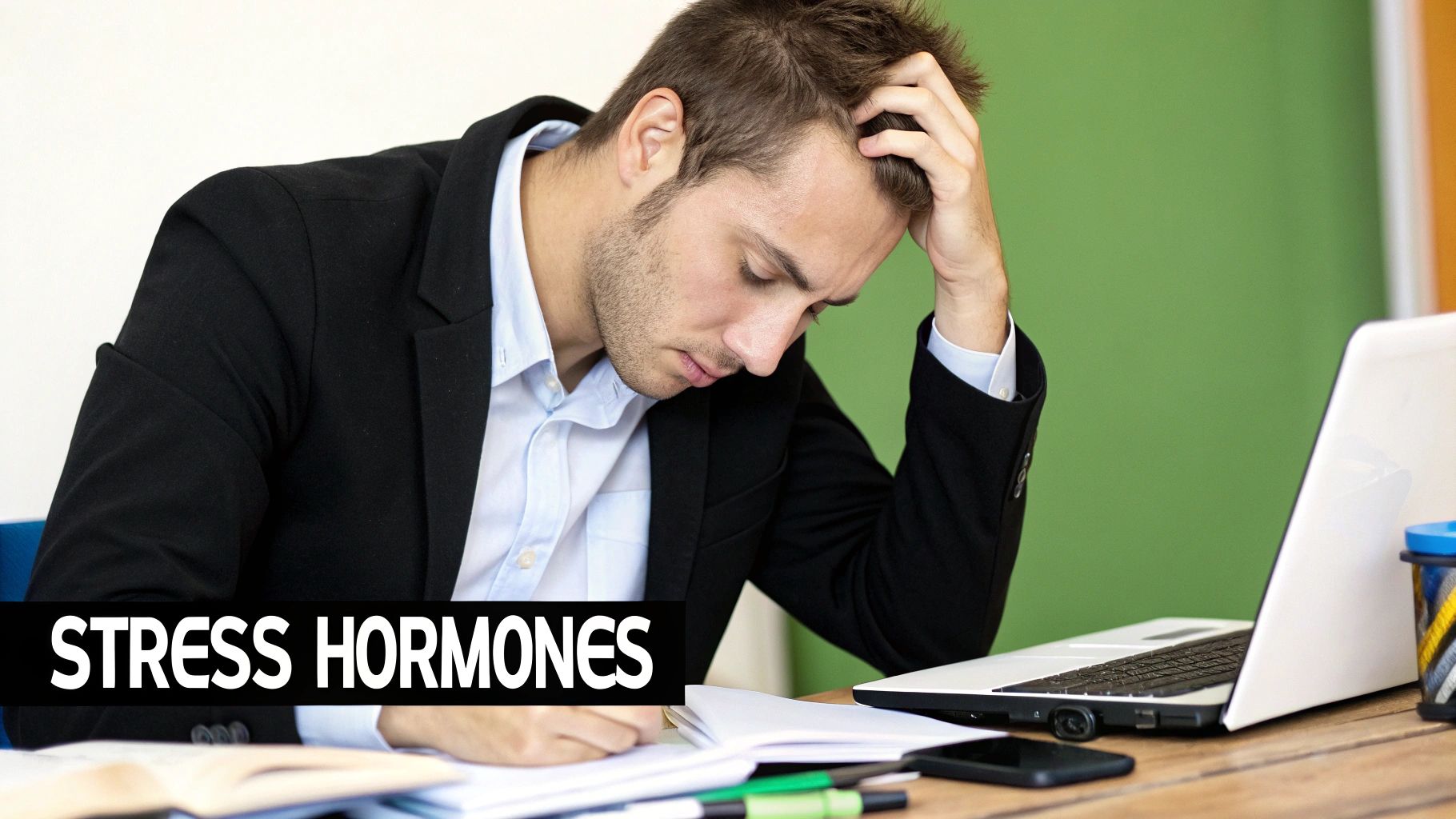 A person looking worriedly at their reflection in the mirror, focusing on their hair.