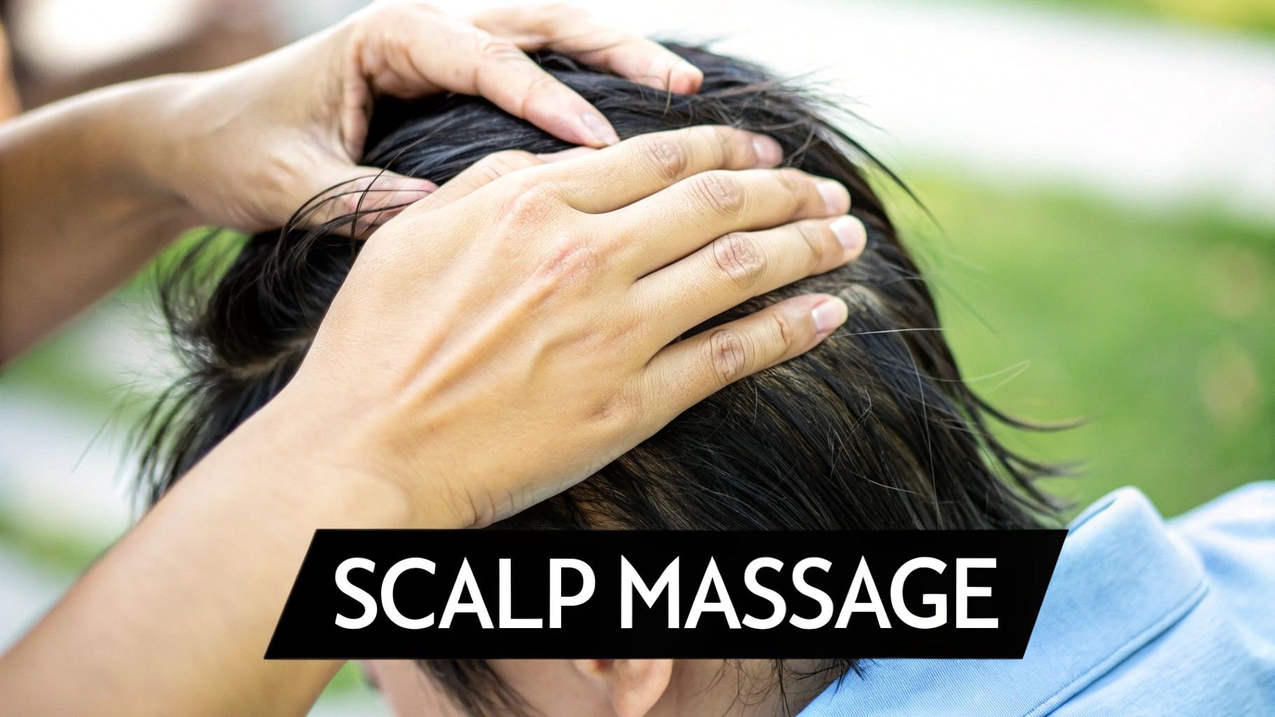 Healthy foods like salmon, nuts, spinach, and eggs arranged on a wooden table, representing a diet rich in nutrients for hair growth.