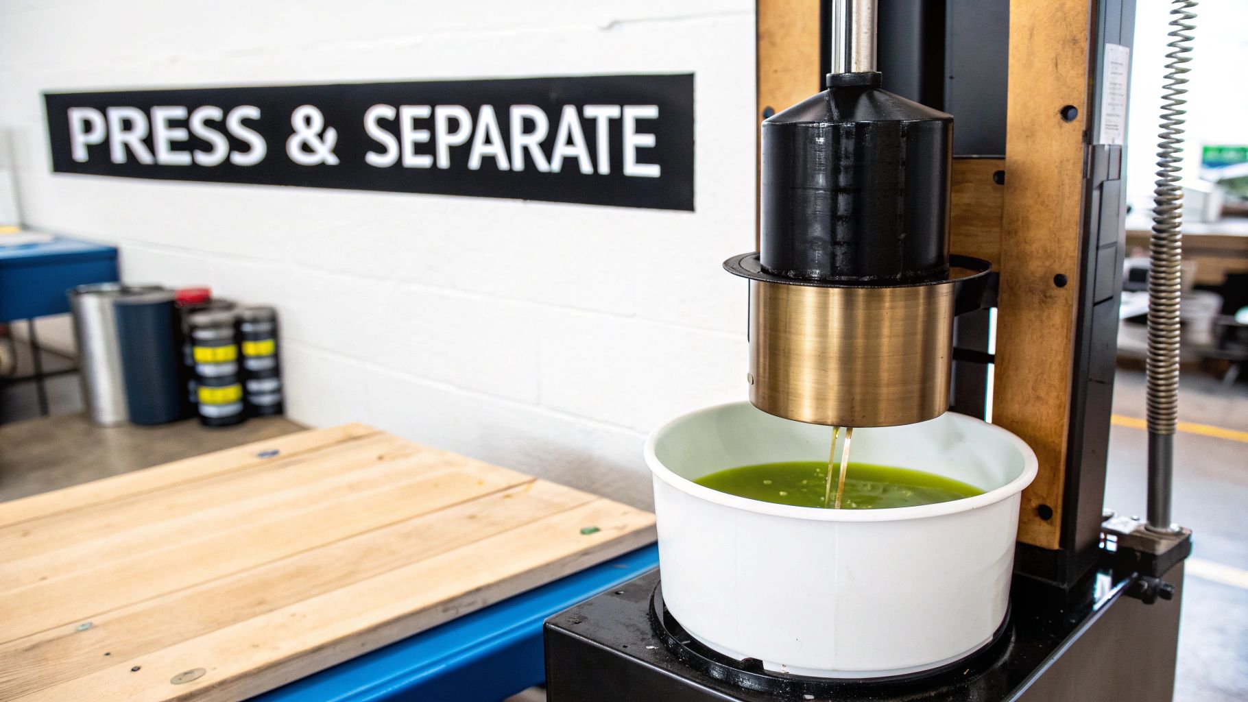 Stainless steel tanks used for storing fresh olive oil in a modern mill