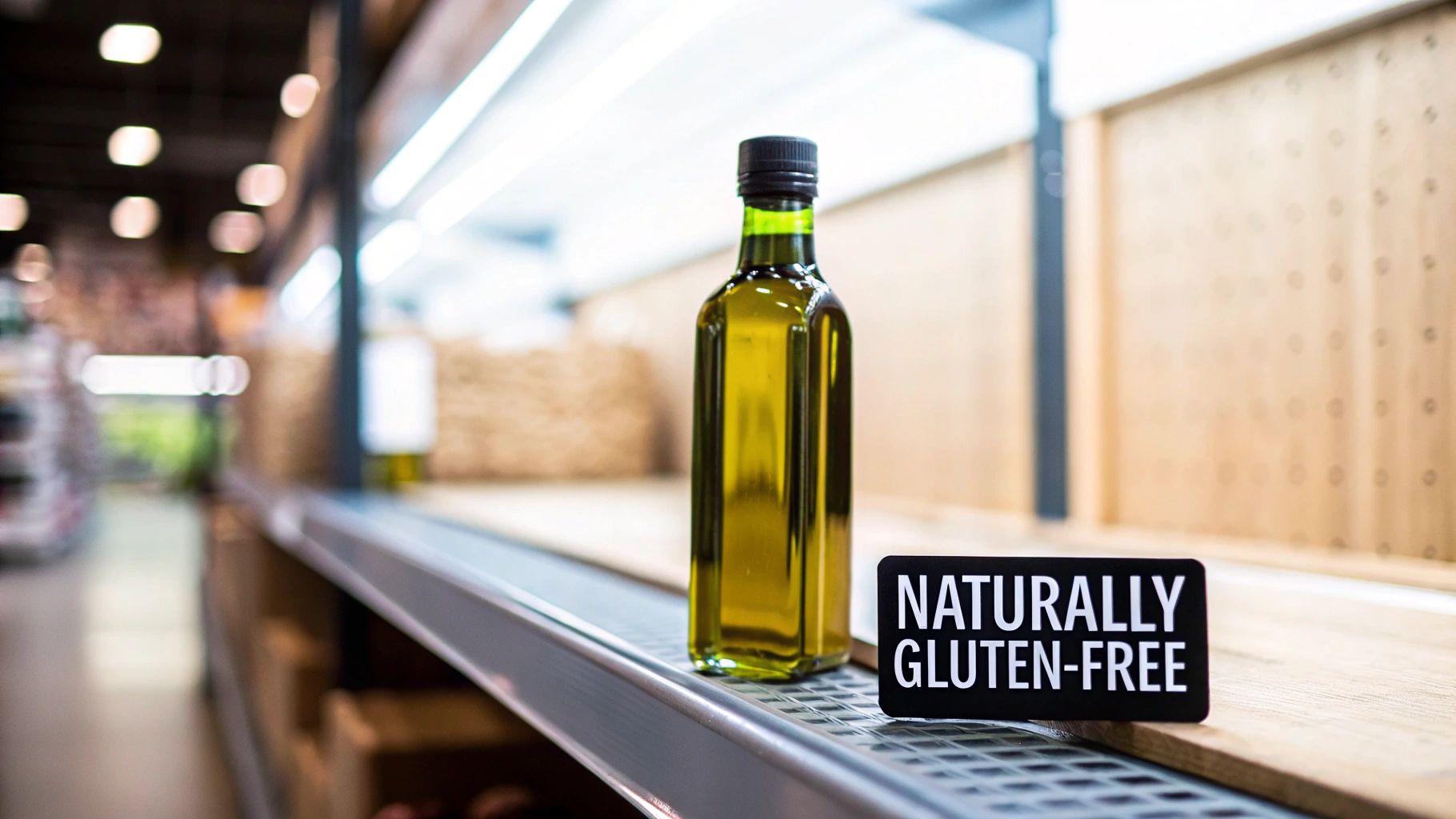 A bottle of extra virgin olive oil next to a bowl of fresh olives and a small branch from an olive tree