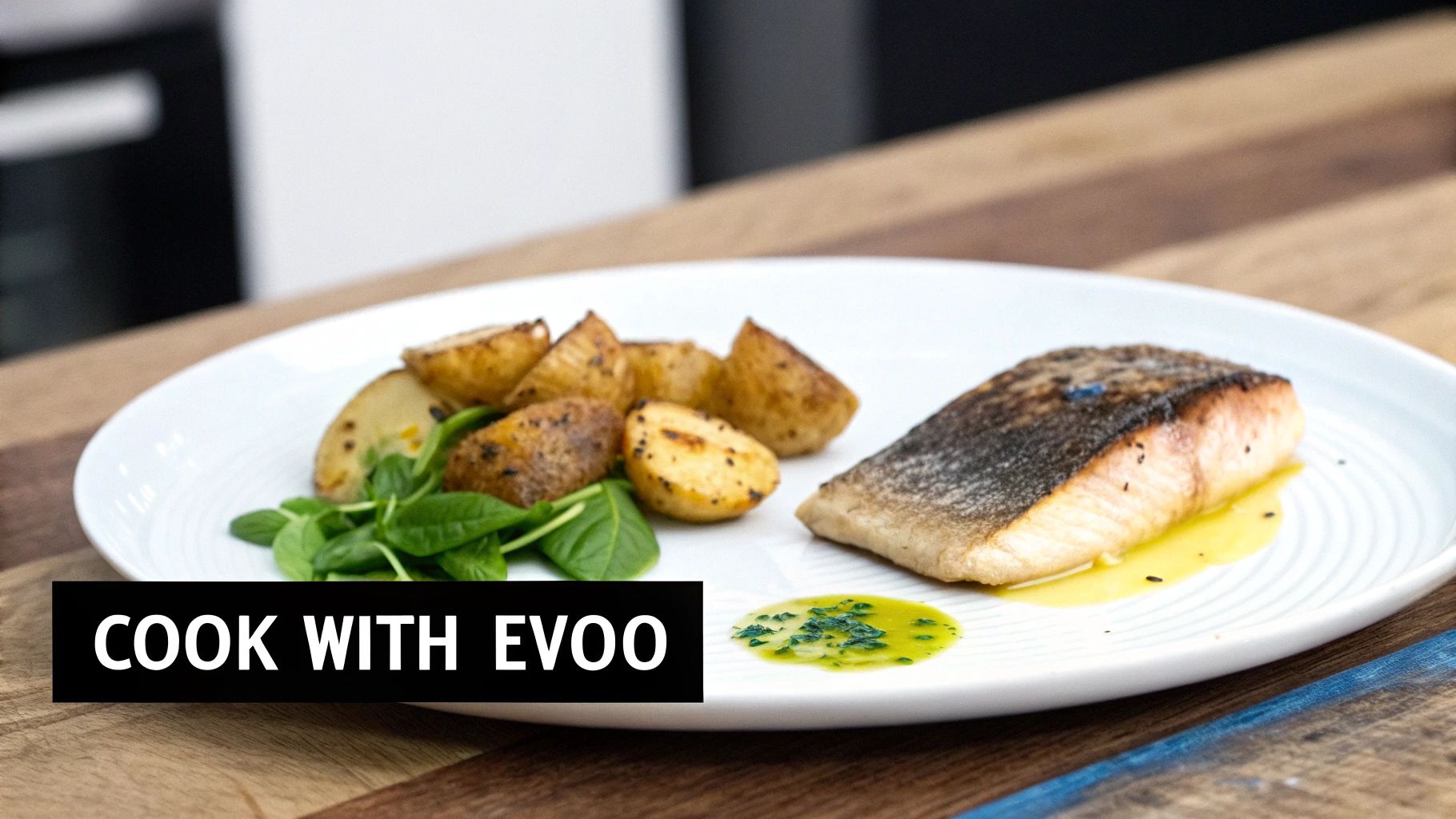 A person frying food in a pan with olive oil, showcasing its use in cooking.