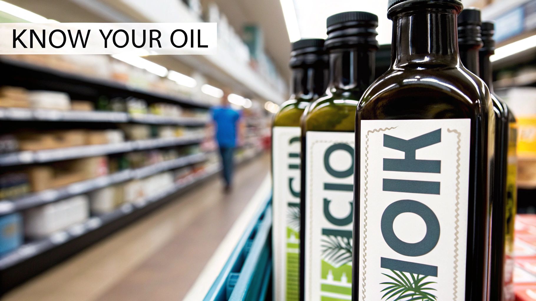 A bottle of high-quality extra virgin olive oil next to fresh olives on a rustic wooden table.