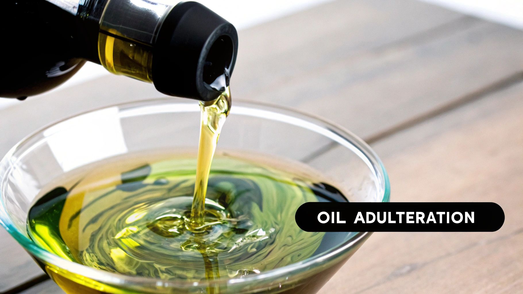 Person pouring olive oil into a small bowl