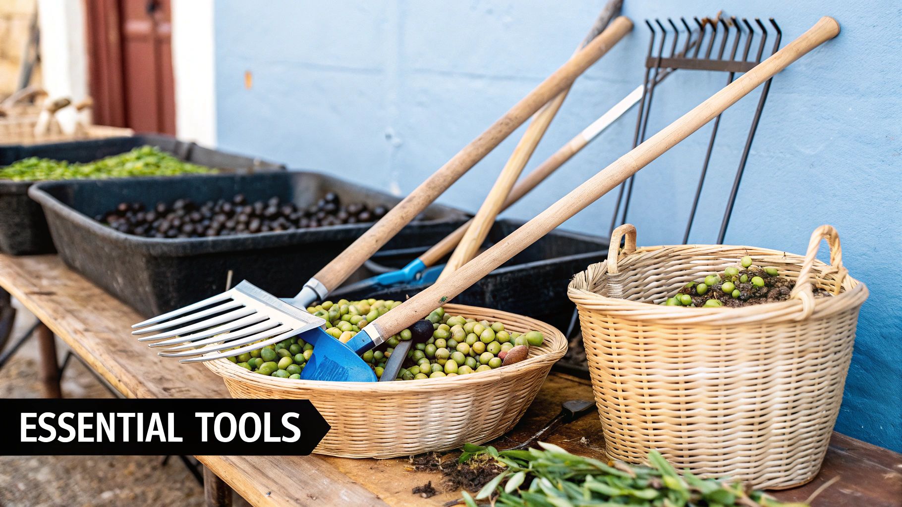 Modern olive harvesting equipment
