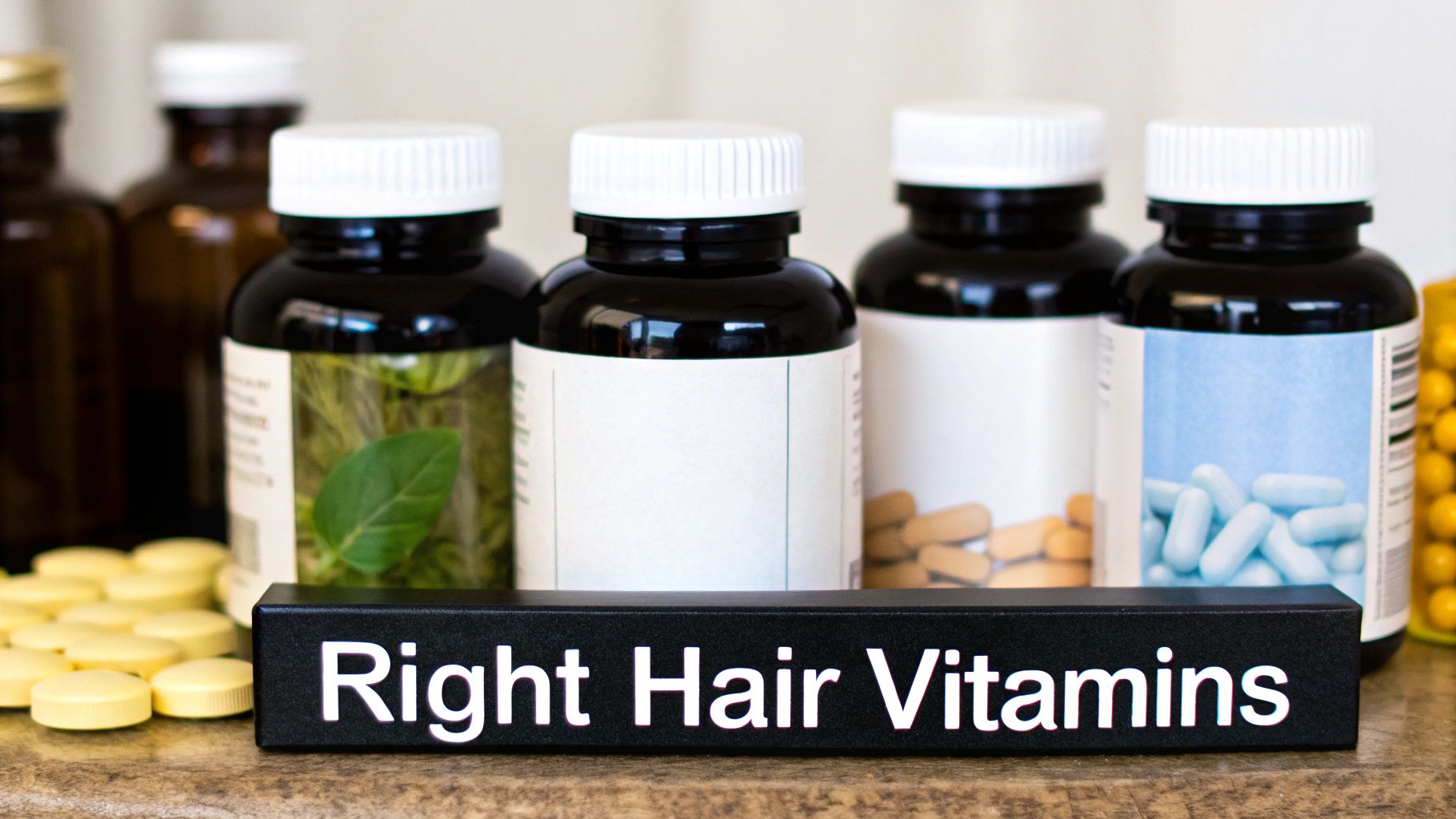 A man examining his thinning hair in the mirror, looking concerned.