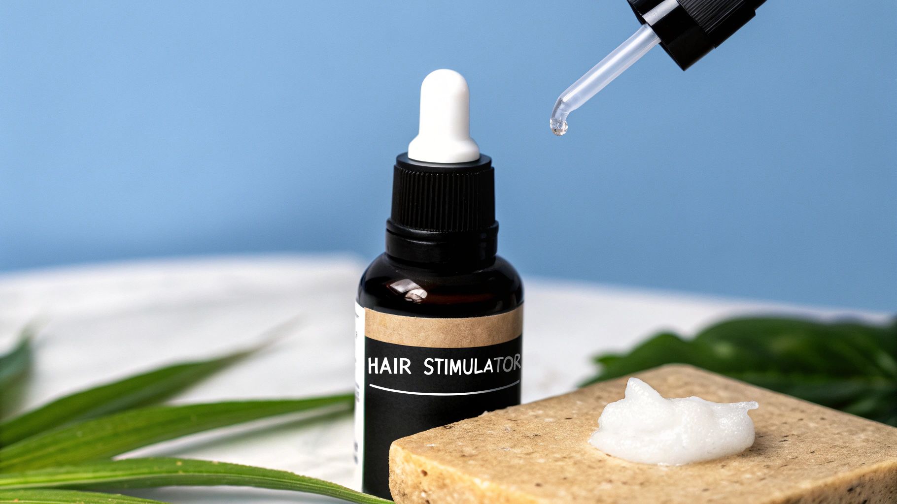 A bottle and applicator for Minoxidil (Rogaine)