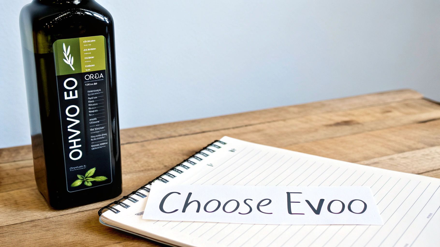 Person holding a bottle of olive oil