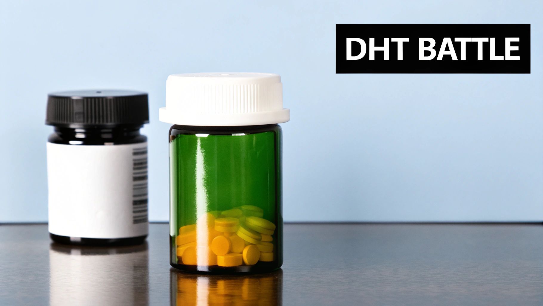 A side-by-side comparison image showing two different pills, one representing dutasteride and the other finasteride.