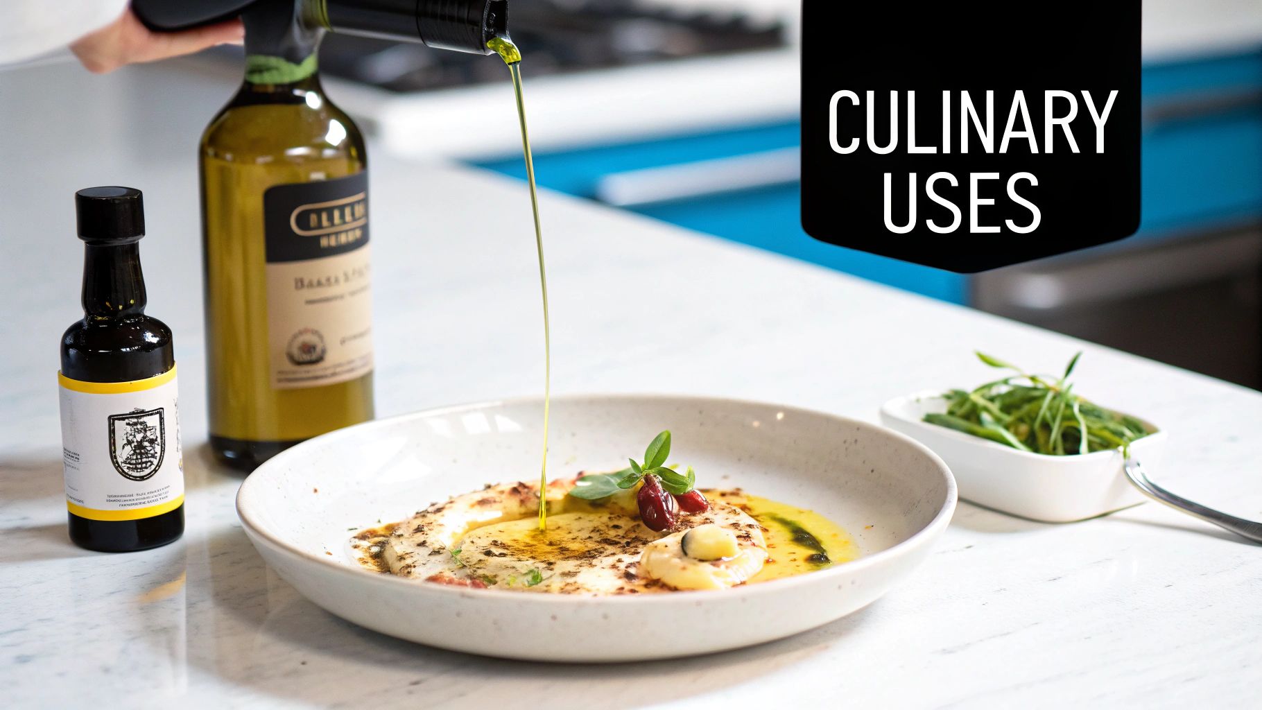 Drizzling Unfiltered EVOO Over Veggies