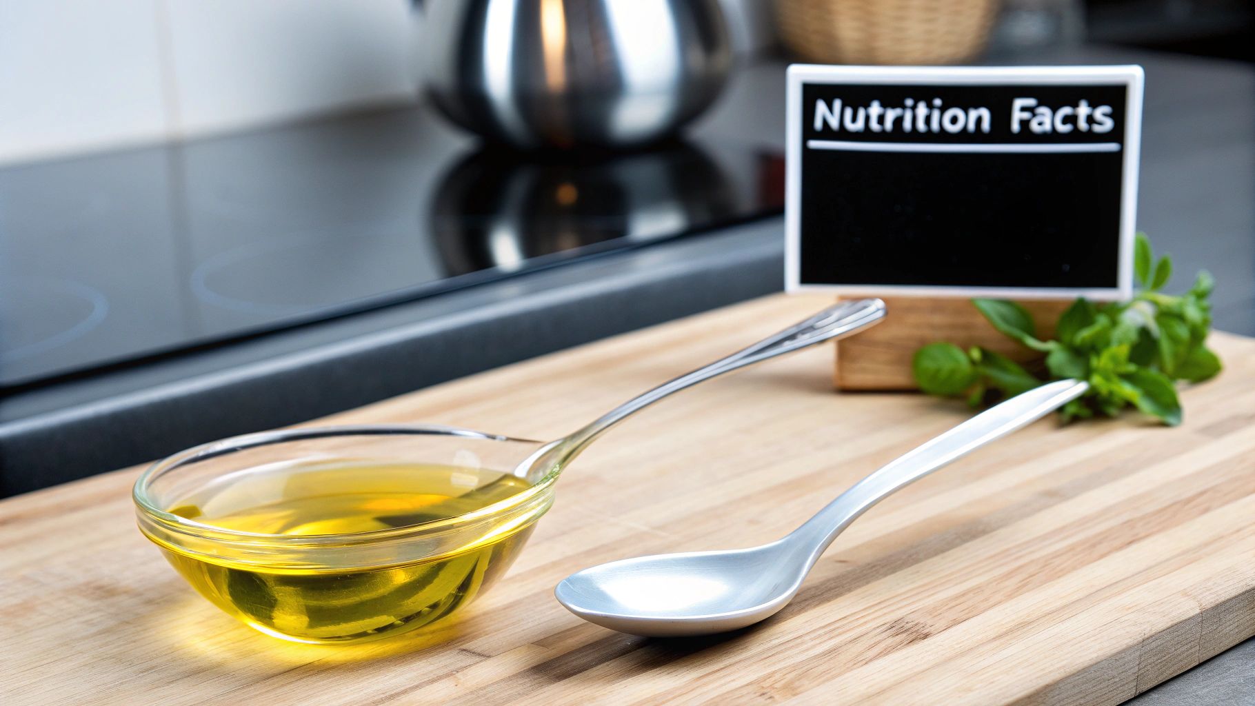 Heart-healthy fats depicted by olive oil in a heart-shaped bowl