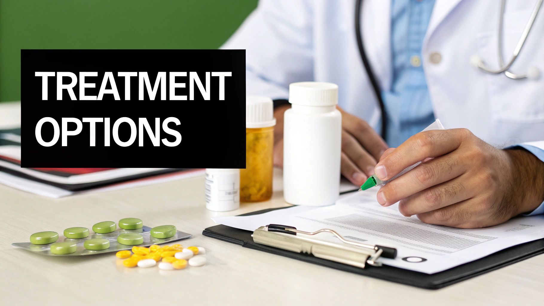 Man looking at various hair loss treatment options on a shelf