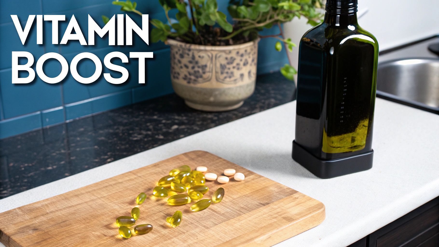 A close-up of a wooden spoon holding extra virgin olive oil