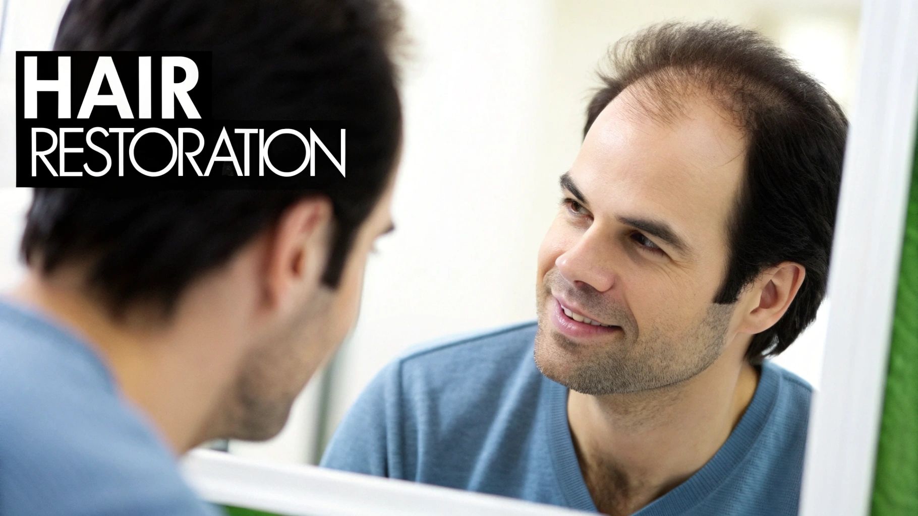 Before and after photos of a patient undergoing PRP treatment for male pattern baldness