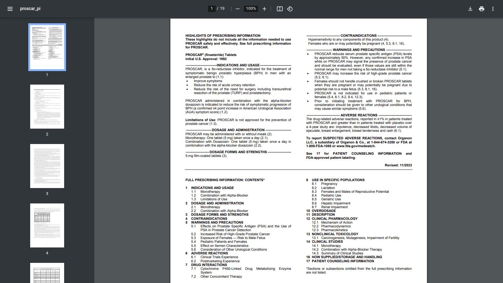 Proscar (Finasteride 5mg)