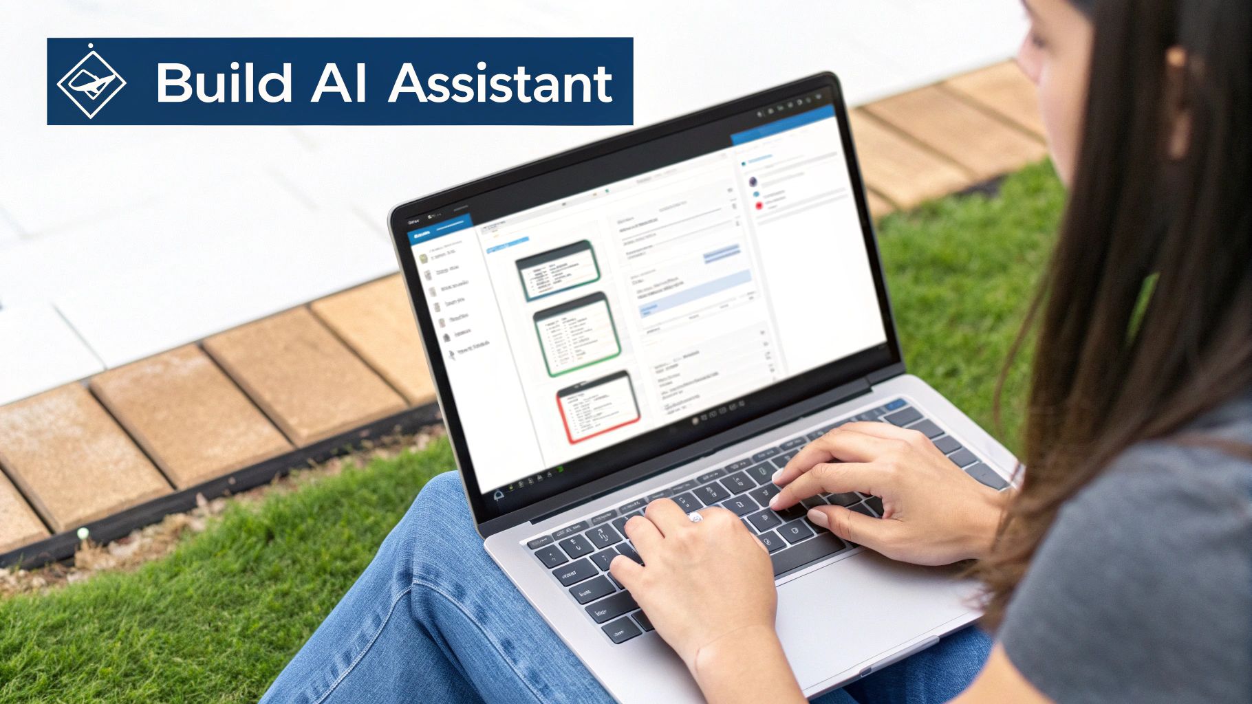 An interface showing the steps to build a no-code AI chatbot