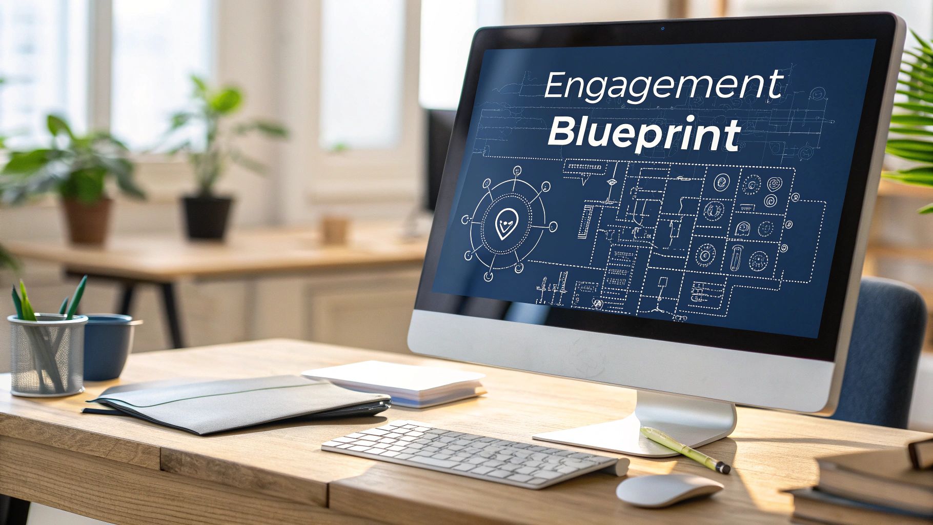An architect reviewing a blueprint, symbolizing the careful planning of customer engagement.