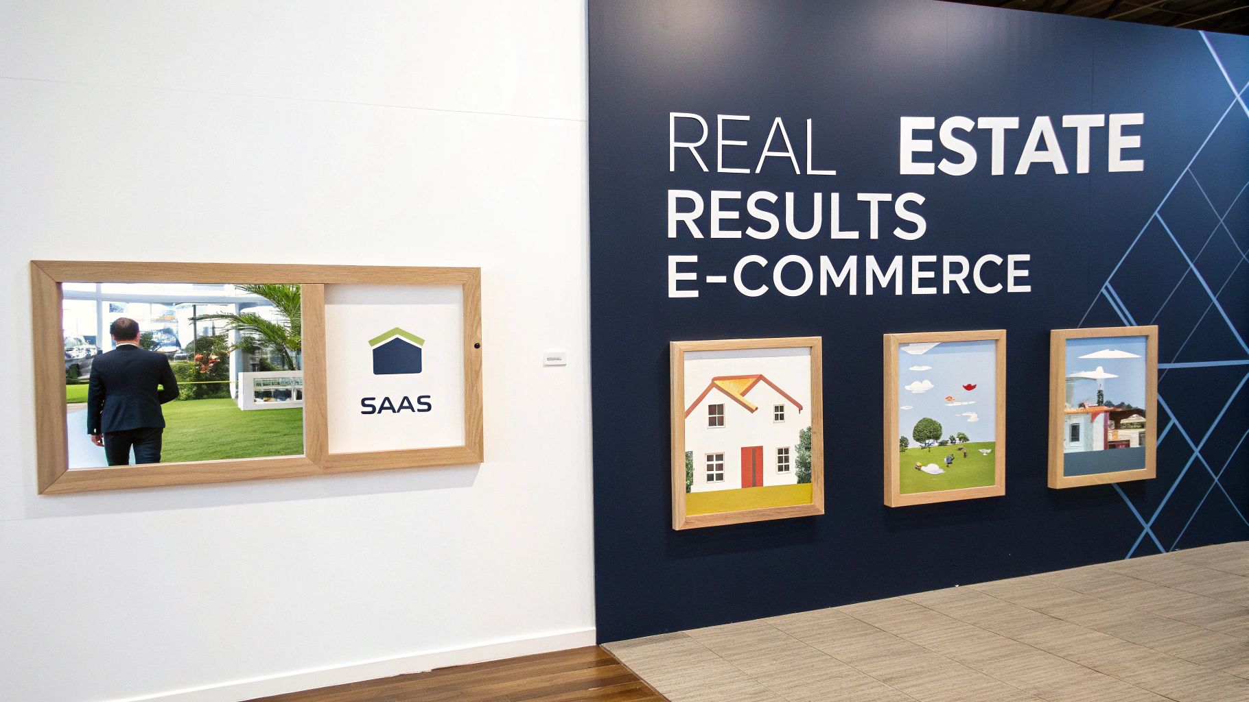 A collage of diverse business professionals collaborating in a modern office.