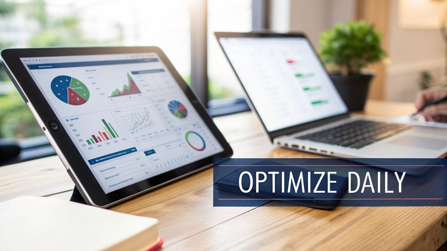 A person working on a laptop, analyzing data on a dashboard.