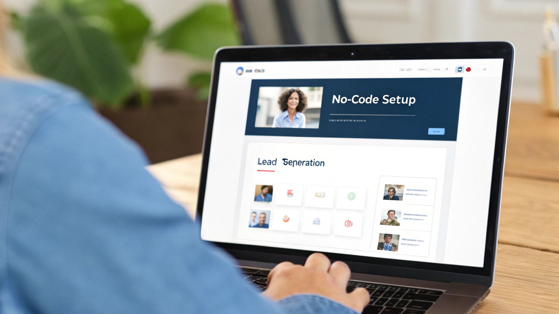 A person interacting with a chatbot on a laptop, showing the modern interface.